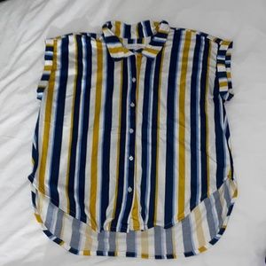 Striped button down short sleeve shirt